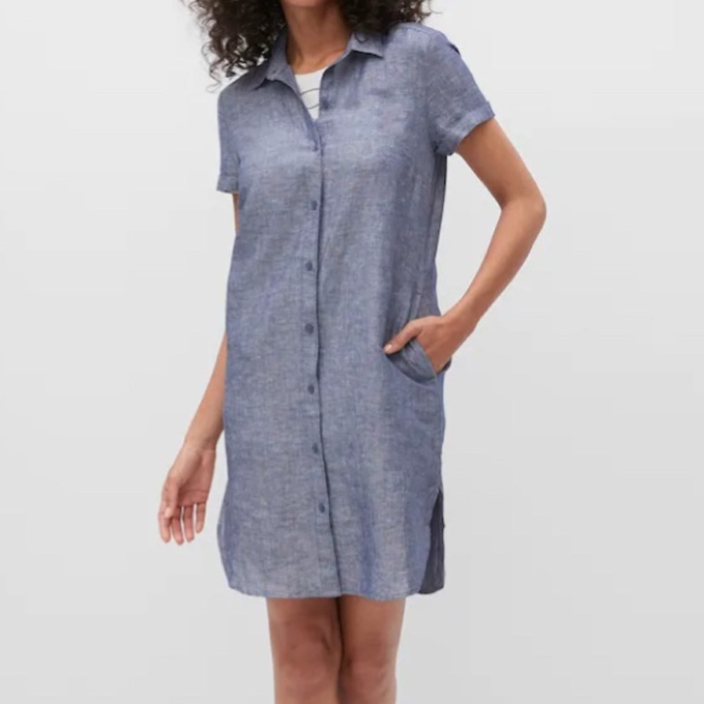 Banana Republic cotton linen chambray shirt dress